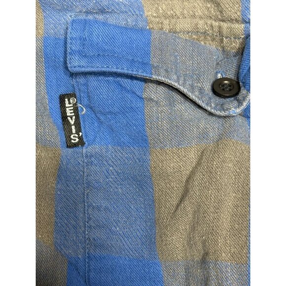 Vintage Levi's Mens Medium Blue & Gray Plaid Button-Down Big E Shirt RARE - Picture 10 of 10
